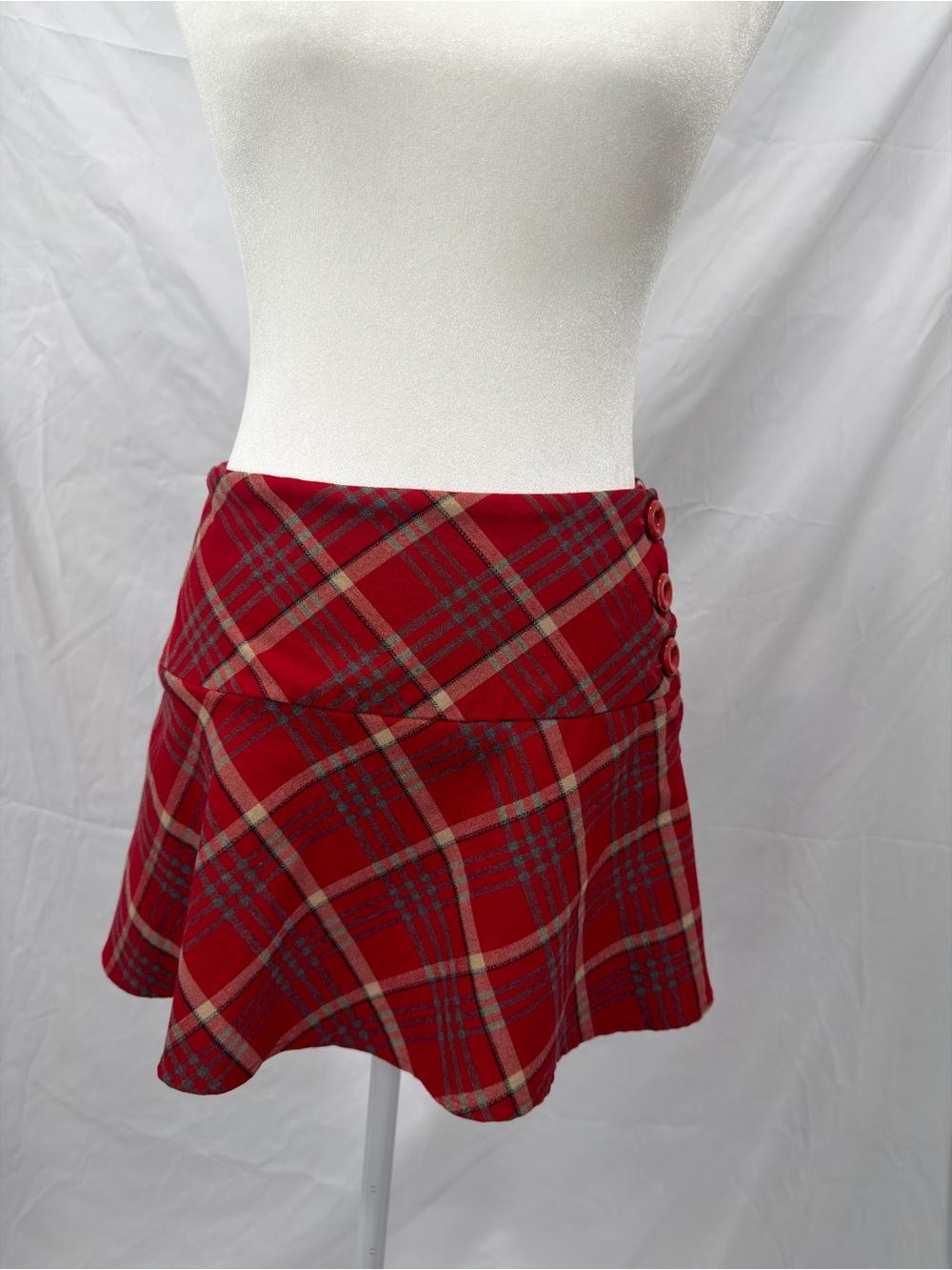 Tracy Evans Red Plaid Skater Mini Skirt